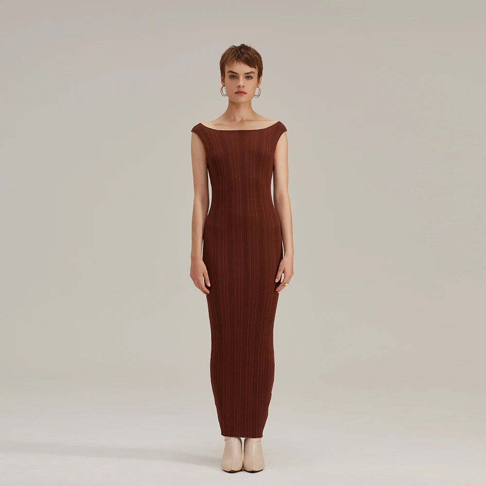 Women Summer Sleeveless Knitted Maxi Dress