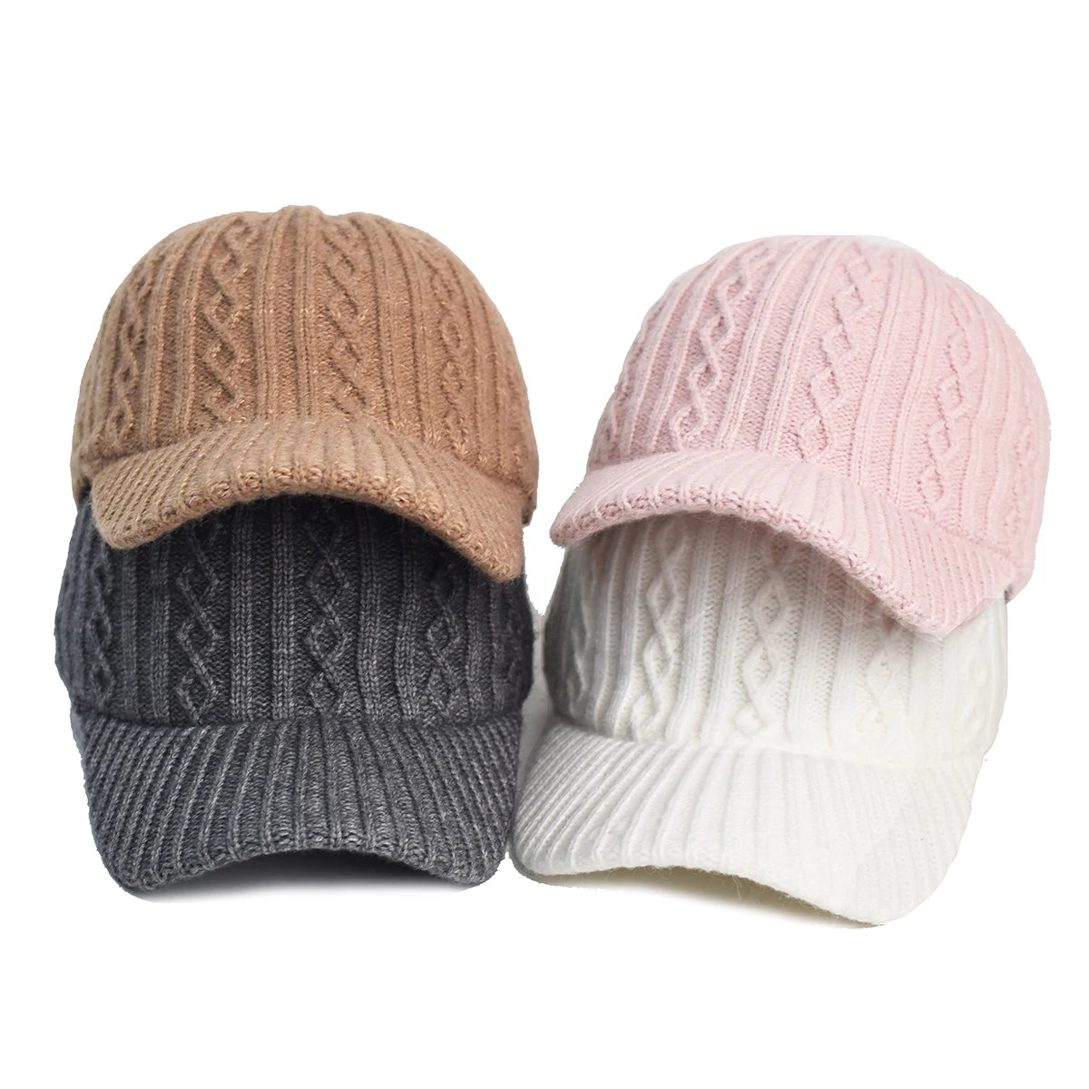 Women Fluffy Knitted Warm Winter Baseball Cap