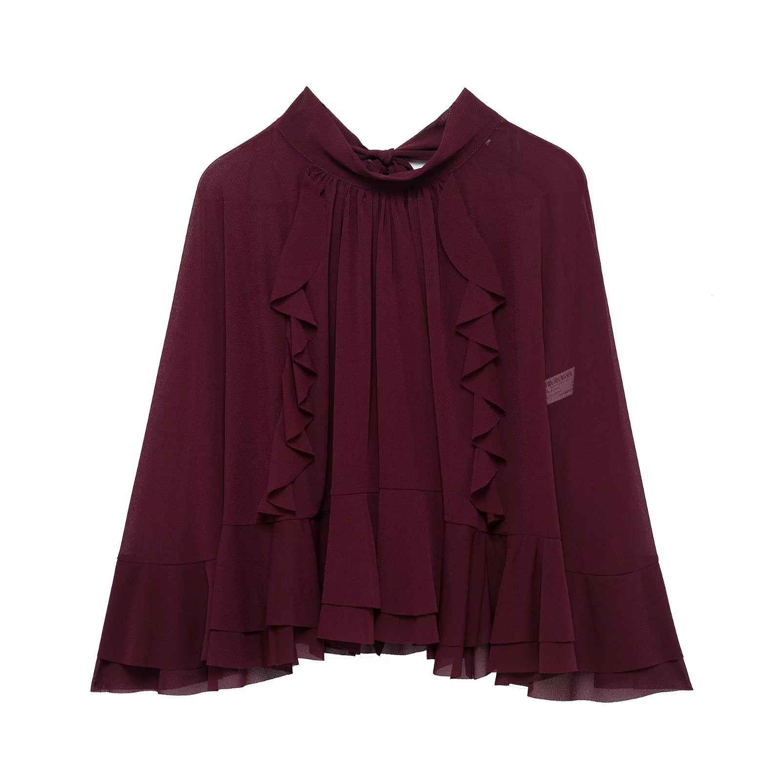 Women Woolen Bow Layered Canopy Top