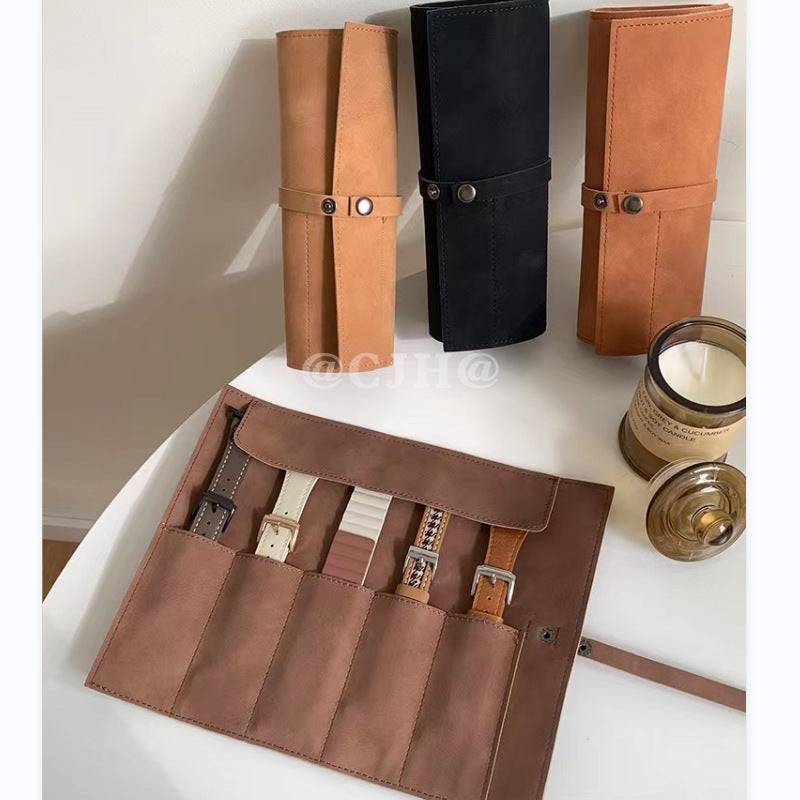 Accessories Wristband Matte PU Roll-Up Watch Organizer Case