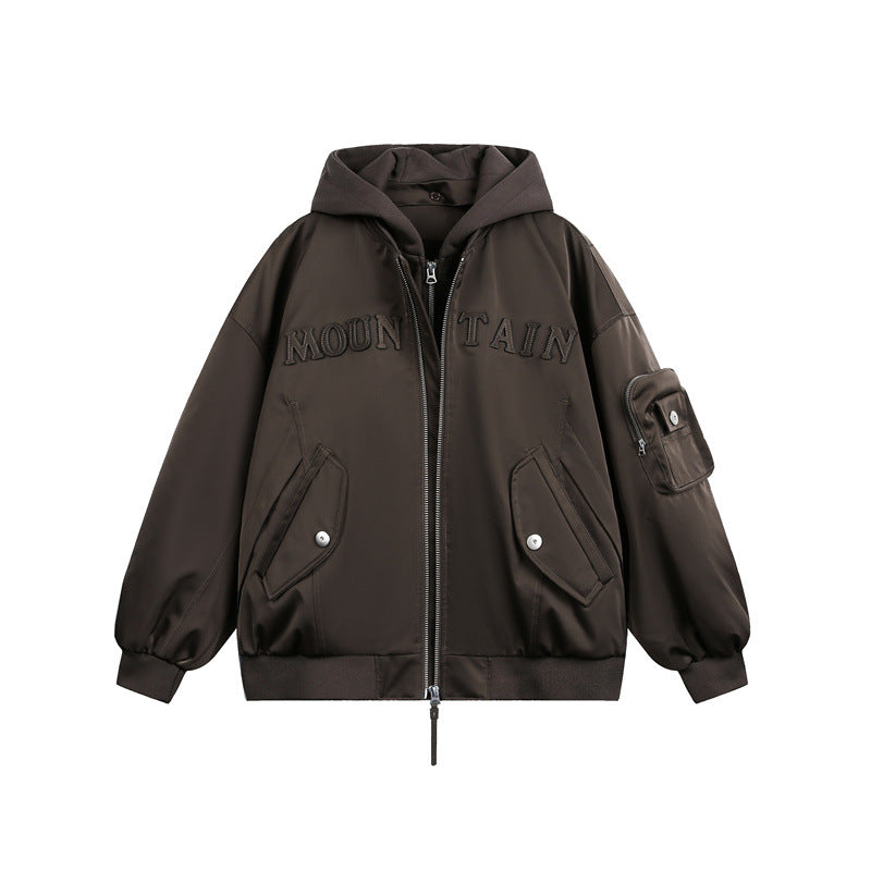Men Trucker Double Sided Cargo Pocketed Jacket