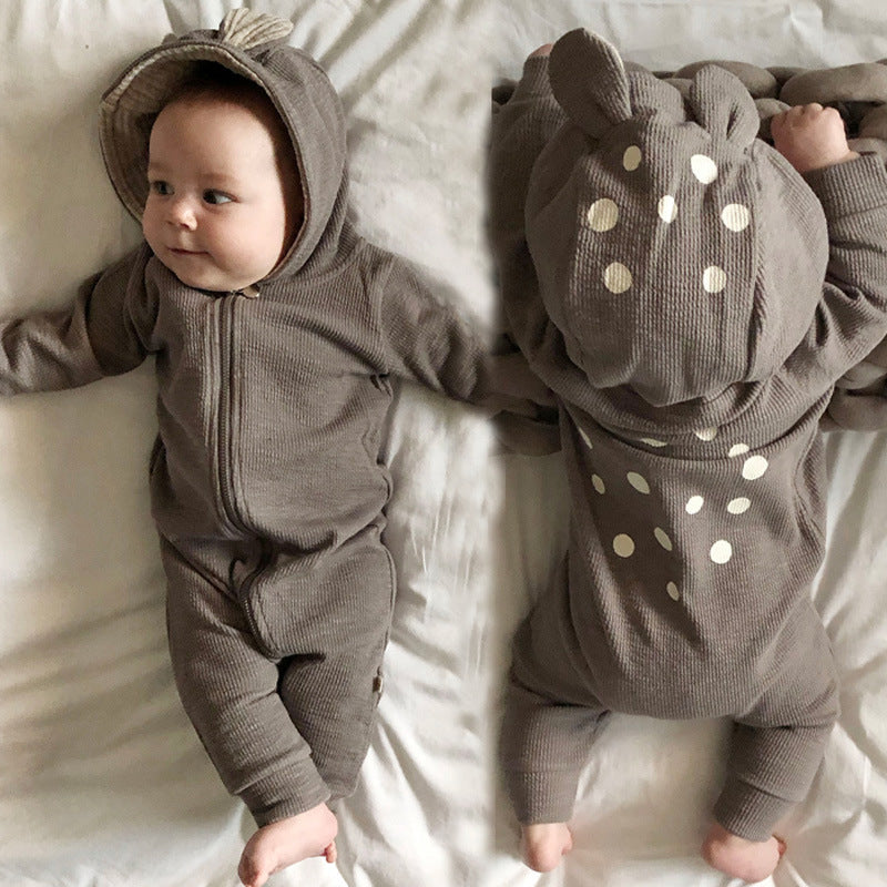 Newborn Cotton Cute Baby Deer Hooded Jumpsuit
