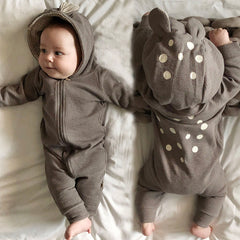 Newborn Cotton Cute Baby Deer Hooded Jumpsuit