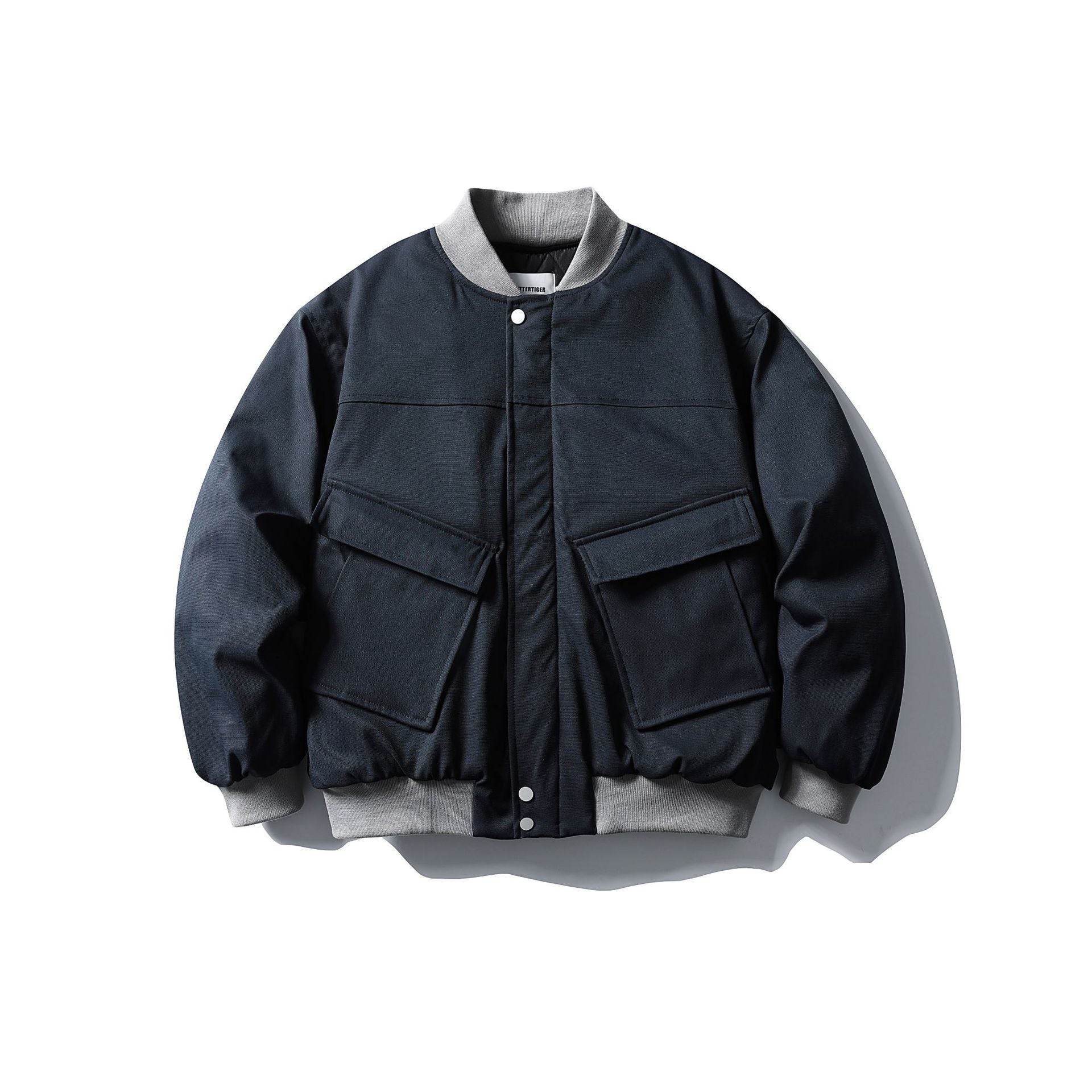 Men Baseball Collar Hooded Cotton Coat with Large Pockets