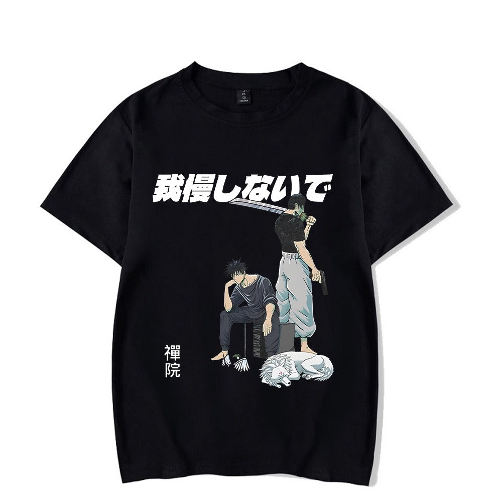 Men Harajuku Anime Printed Streetwear Washed T-shirt