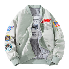 Men Padded Loose Embroidered Baseball NASA Jacket