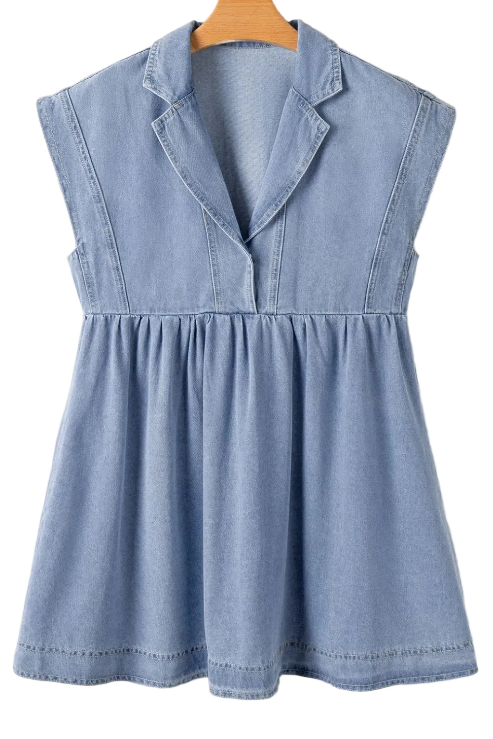 Women Cap Sleeve Denim Babydoll Dress