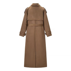 Women British Style Deer Fur Trench Coat Jacket
