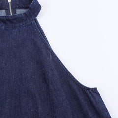 Women Halter Neck Denim Dress