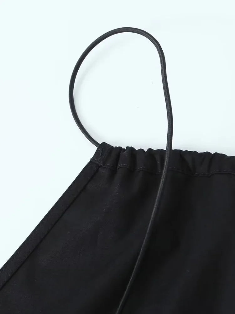 Women Sexy Backless Drawstring Camisole Midi Dress