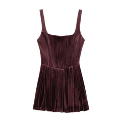 Women Sleeveless Velvet Corset Style Tops