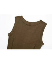 Women Bodycon O Neck Sleeveless Long Dress