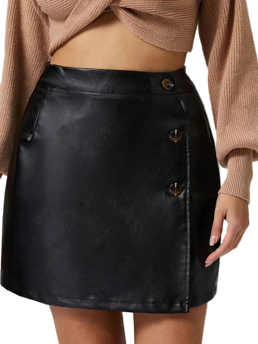 Women Buttoned High Rise Mini Skirt