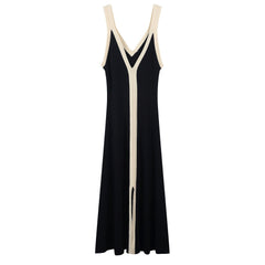 Women Sexy Sling Sleeveless Knitted Long Dress