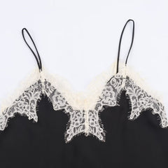 Women Elegant Lace Satin Textured Top