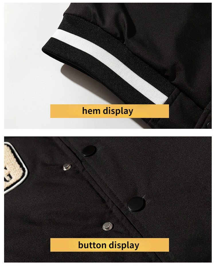 Men American Style Letter Badge Baseball Jacket