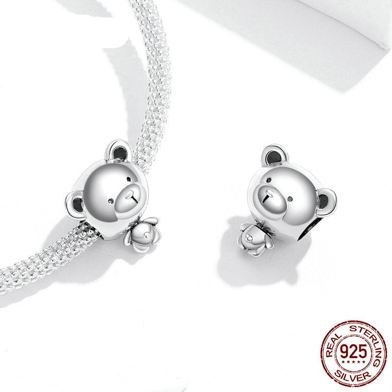 Sterling Silver 925 Bear Toy Beaded Charm