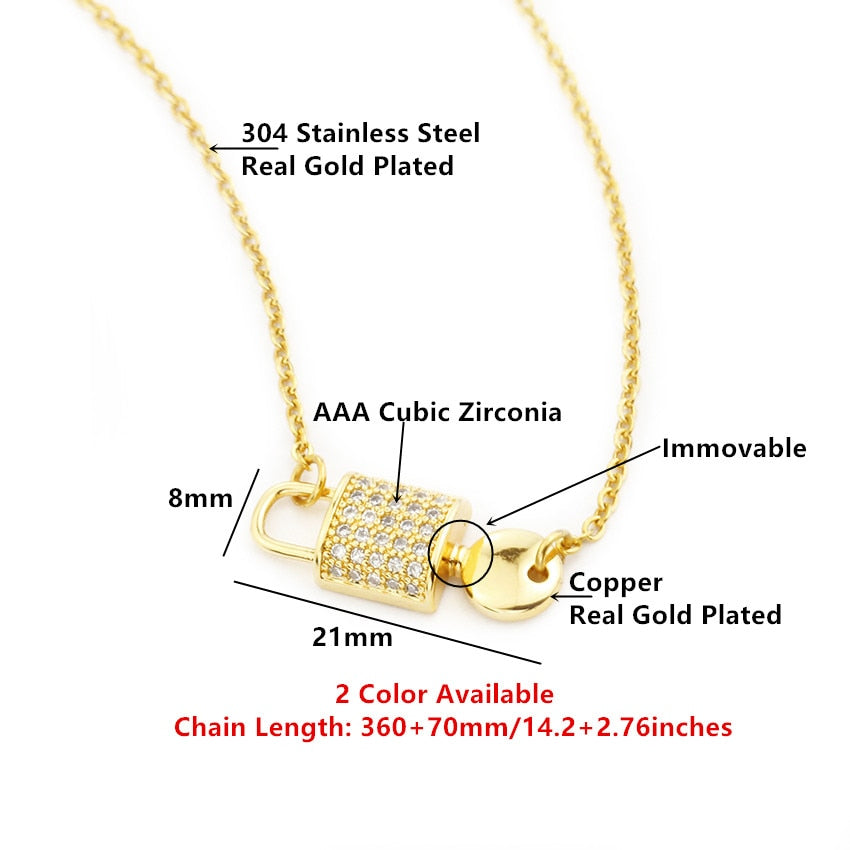 Women Stainless Steel Lock And Key Pendant Necklace