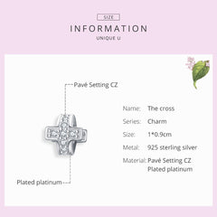 Sterling Silver 925 Cross Metal Beads with Silicone Stopper Charm