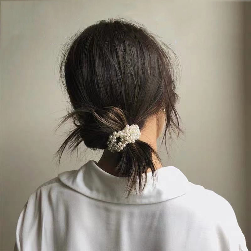 Woman Accessories Elegant Pearl Beads Scrunchies