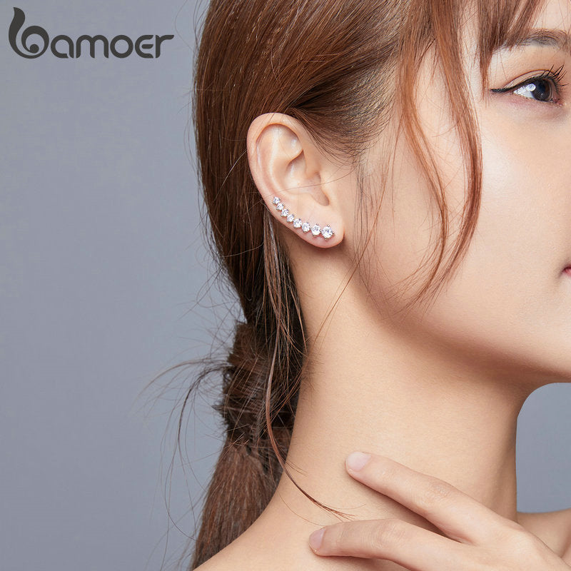 Sterling Silver 925 Stone Star Long Stud Earrings