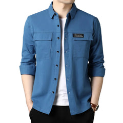 Men Casual 100% Cotton Long Sleeve Shirt