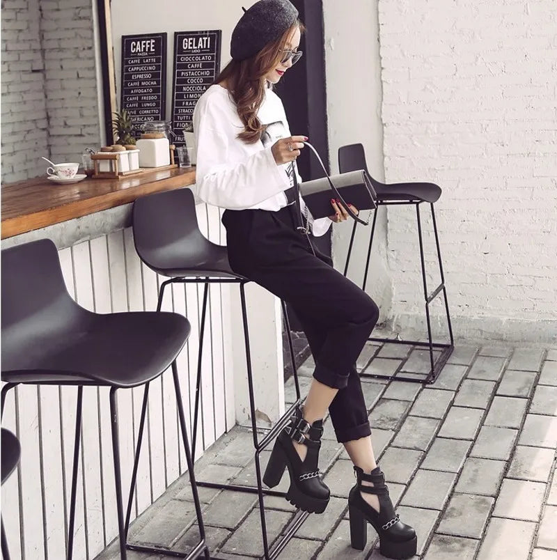 Women Casual Buckle High Platforms