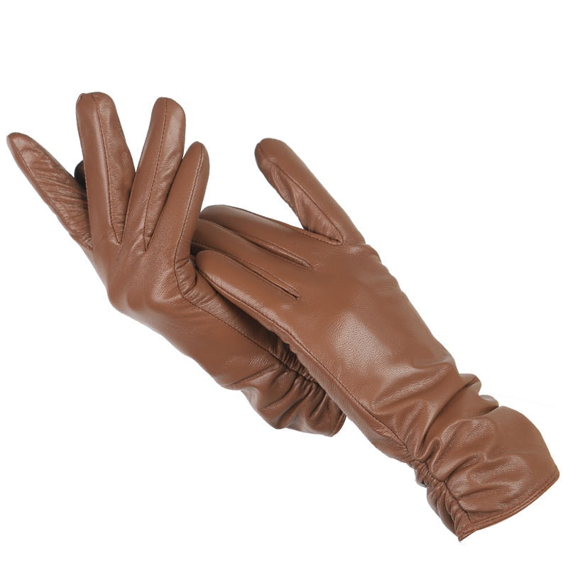 Women Genuine sheepskin Leather colour gloves