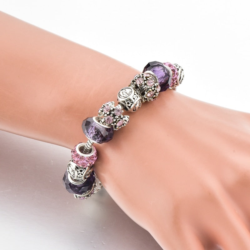 Women 12 Constellation Crystal Charm Bracelets