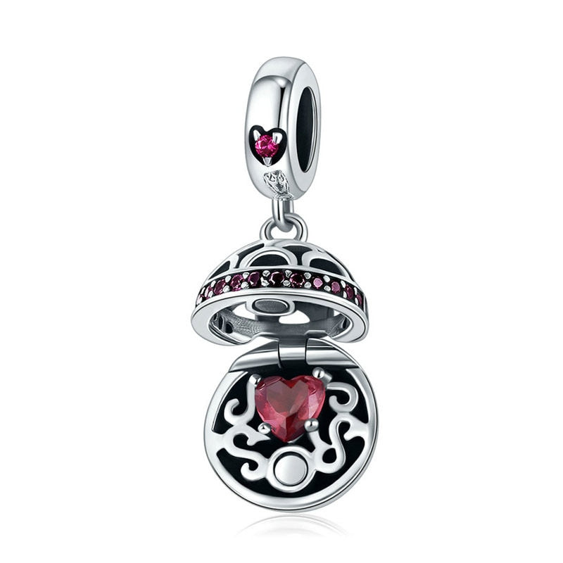 Sterling Silver 925 Gift Box Dangle Ball Charm Pendant