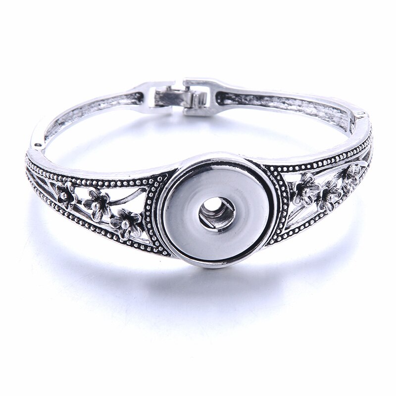 Women  Adjustable Chain Metal Snap Buttons Bracelet