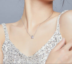 Sterling Silver 925  Pink CZ Ladybug Insect Chain Pendant Necklace