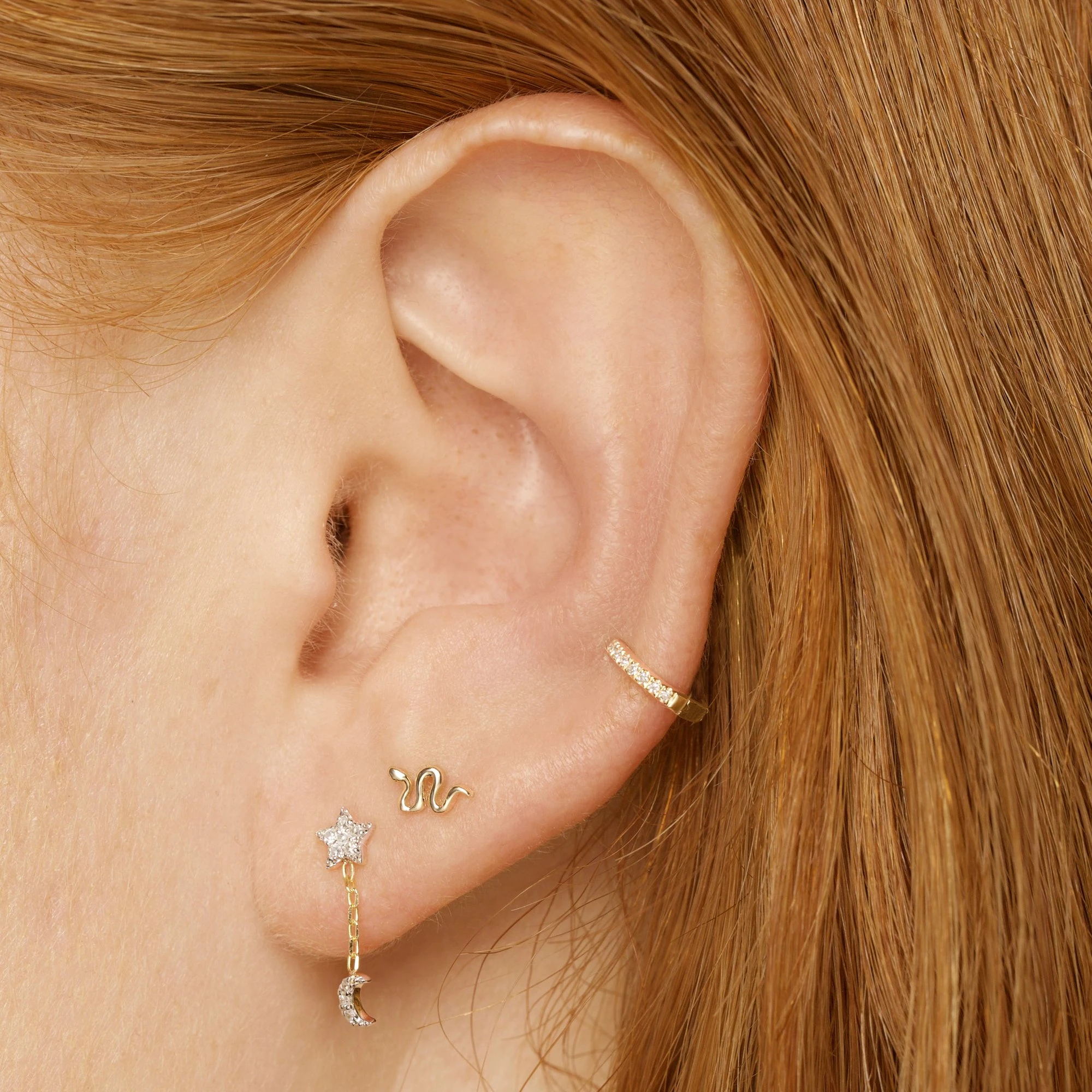 Sterling Silver 925 Delicate Snake Stud Earrings