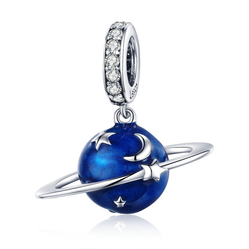 Sterling Silver 925 Blue Charms Beads Fit Bracelets