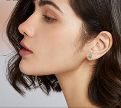 Sterling Silver 925 Turquoise Triangle Stud Earrings