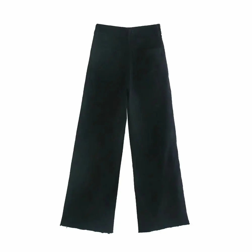 Women Black Denim Wide Leg Jeans