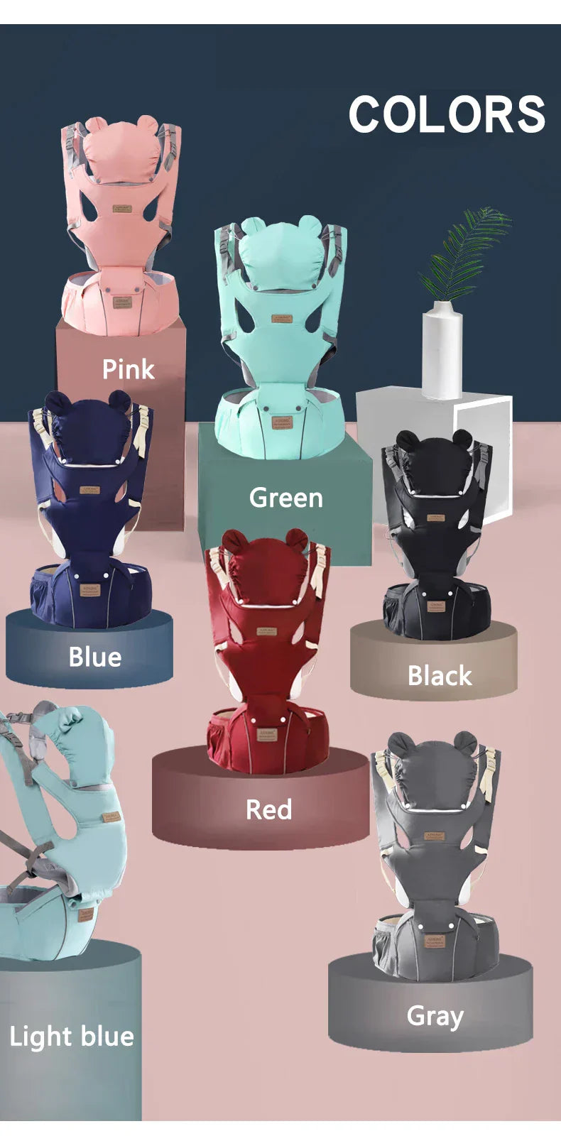 Front Facing Kangaroo Baby Wrap Carrier Infant Sling Infant Hipseat Waist Baby Gear