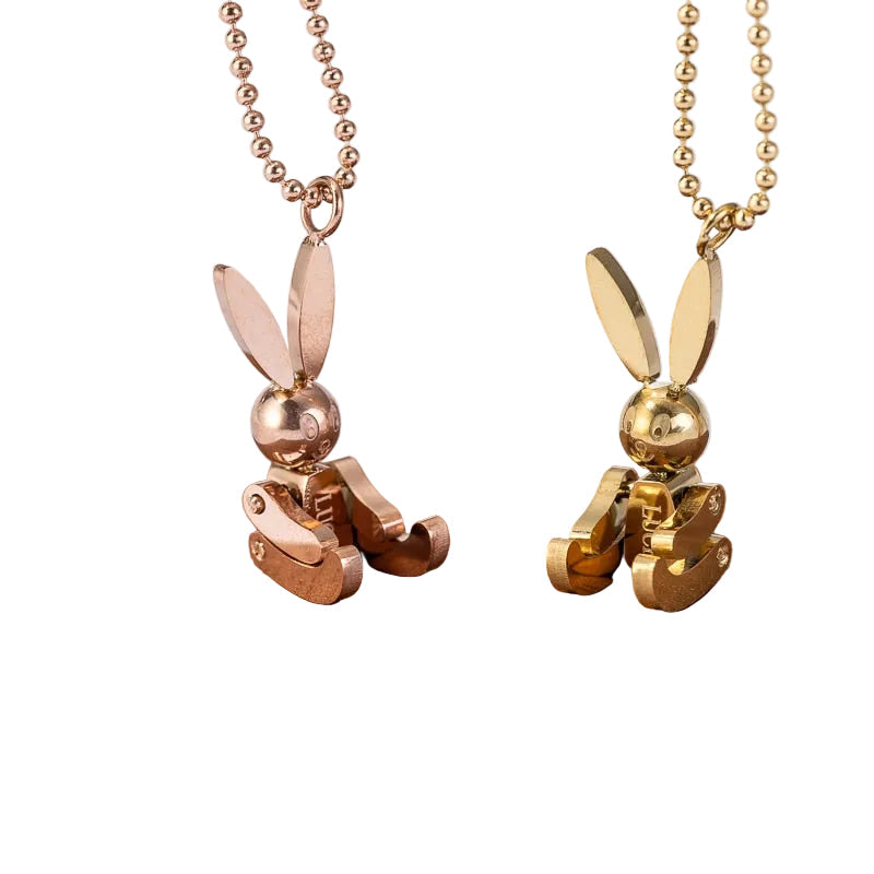 Woman Titanium Steel Rabbit Pendant Necklace