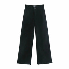Women Black Denim Wide Leg Jeans
