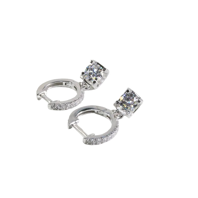 Sterling Silver 925  Dazzling Moissanite Dangler Drop Earrings