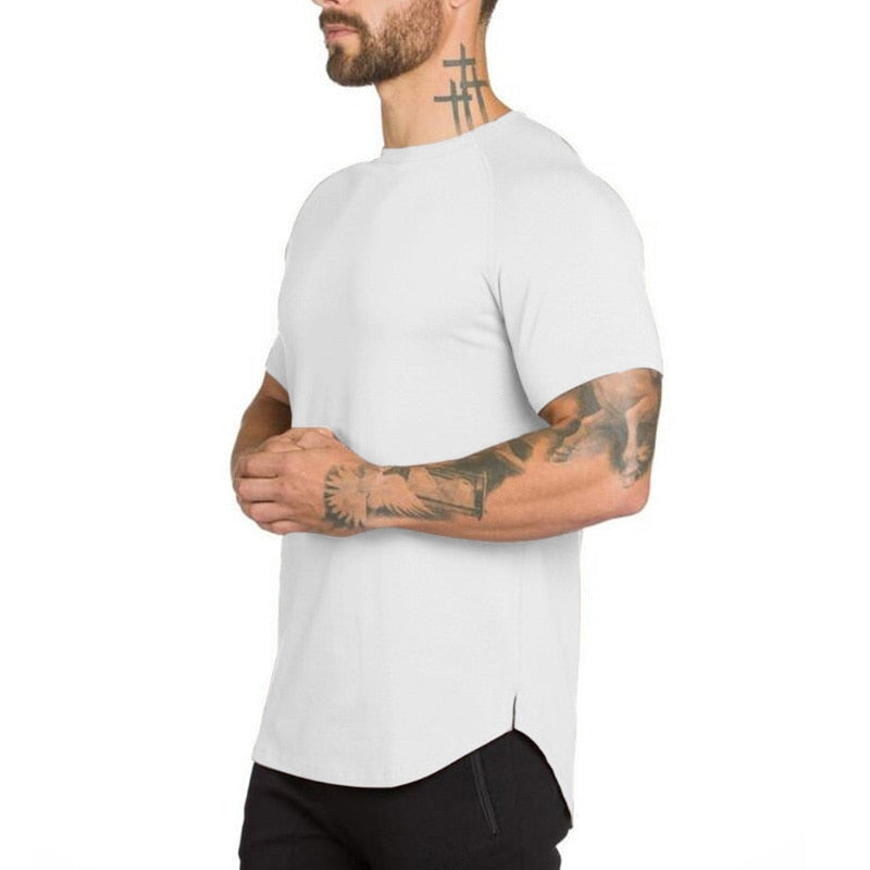 Men Muscle Hugging Gym Fitness Active T Shirt