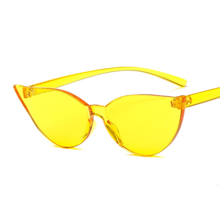 Woman Rimless Design Cat Eye Sunglasses
