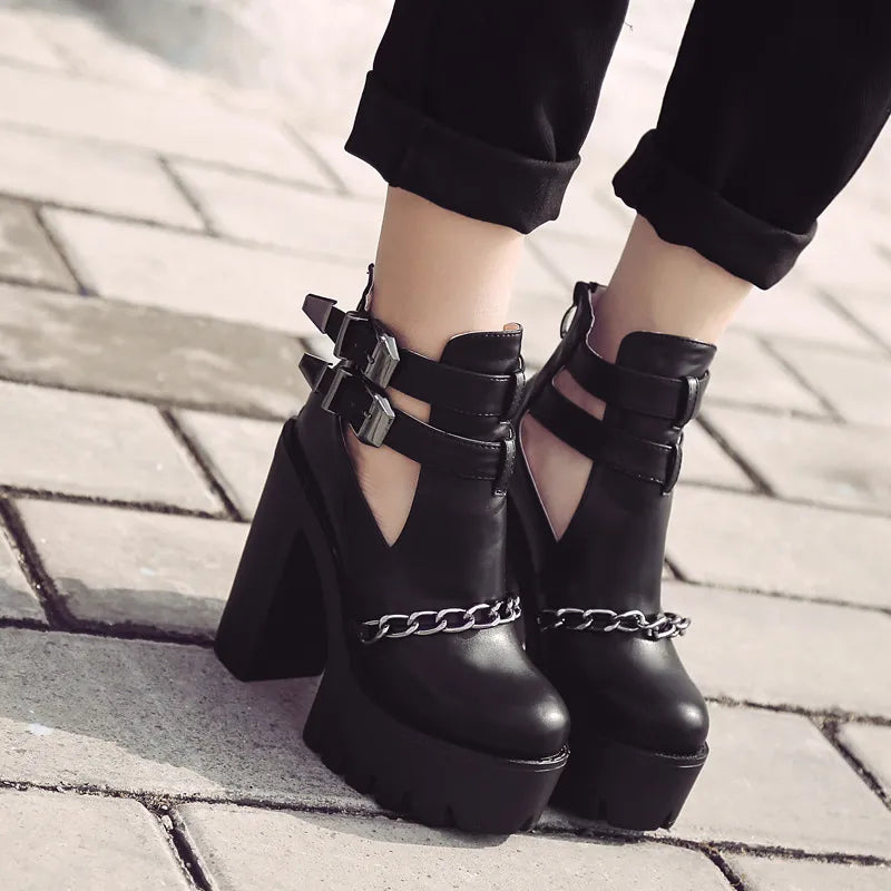 Women Casual Buckle High Platforms