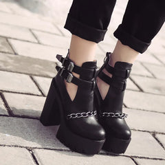 Women Casual Buckle High Platforms