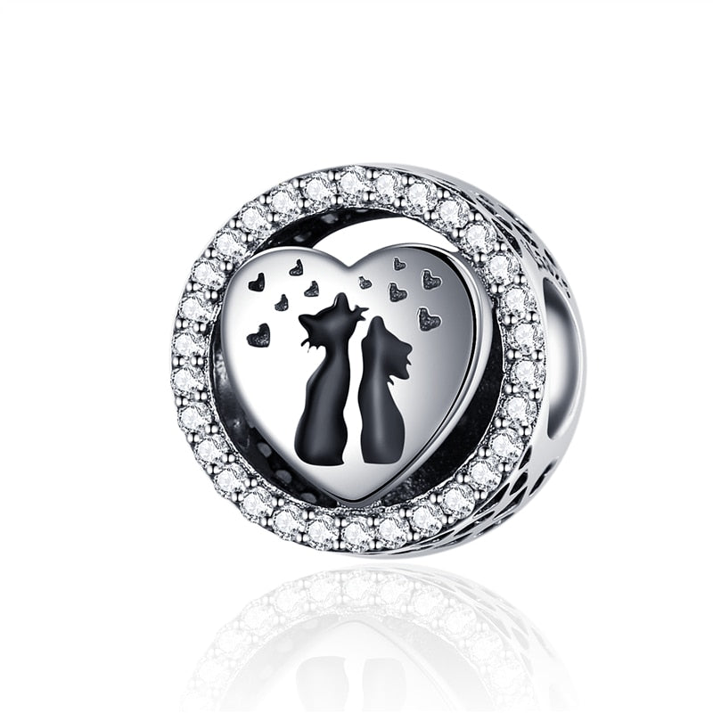 Sterling Silver 925 Zirconia Beads Cat Charms