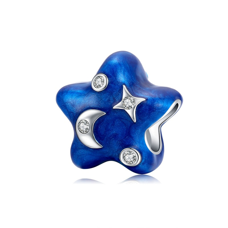Sterling Silver 925 Blue Charms Beads Fit Bracelets