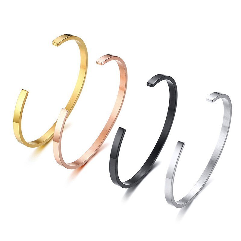 Men Stainless Steel Cuff Bangle Bracelet