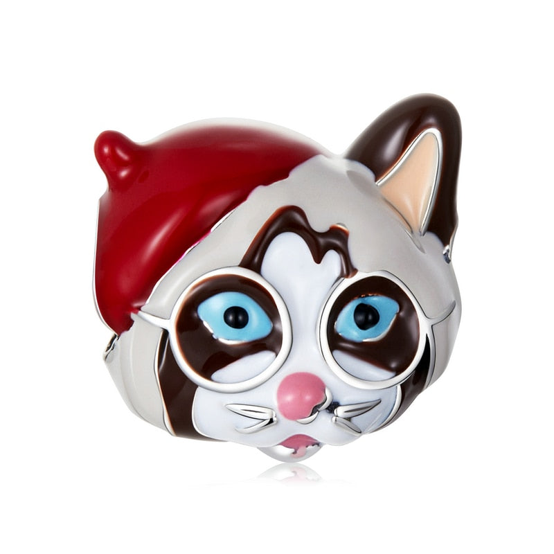 Sterling Silver 925 Zirconia Beads Cat Charms