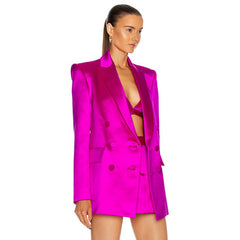 Women Casual Vintage Long Sleeve Blazer Bras & Mini Skirts Co-ord