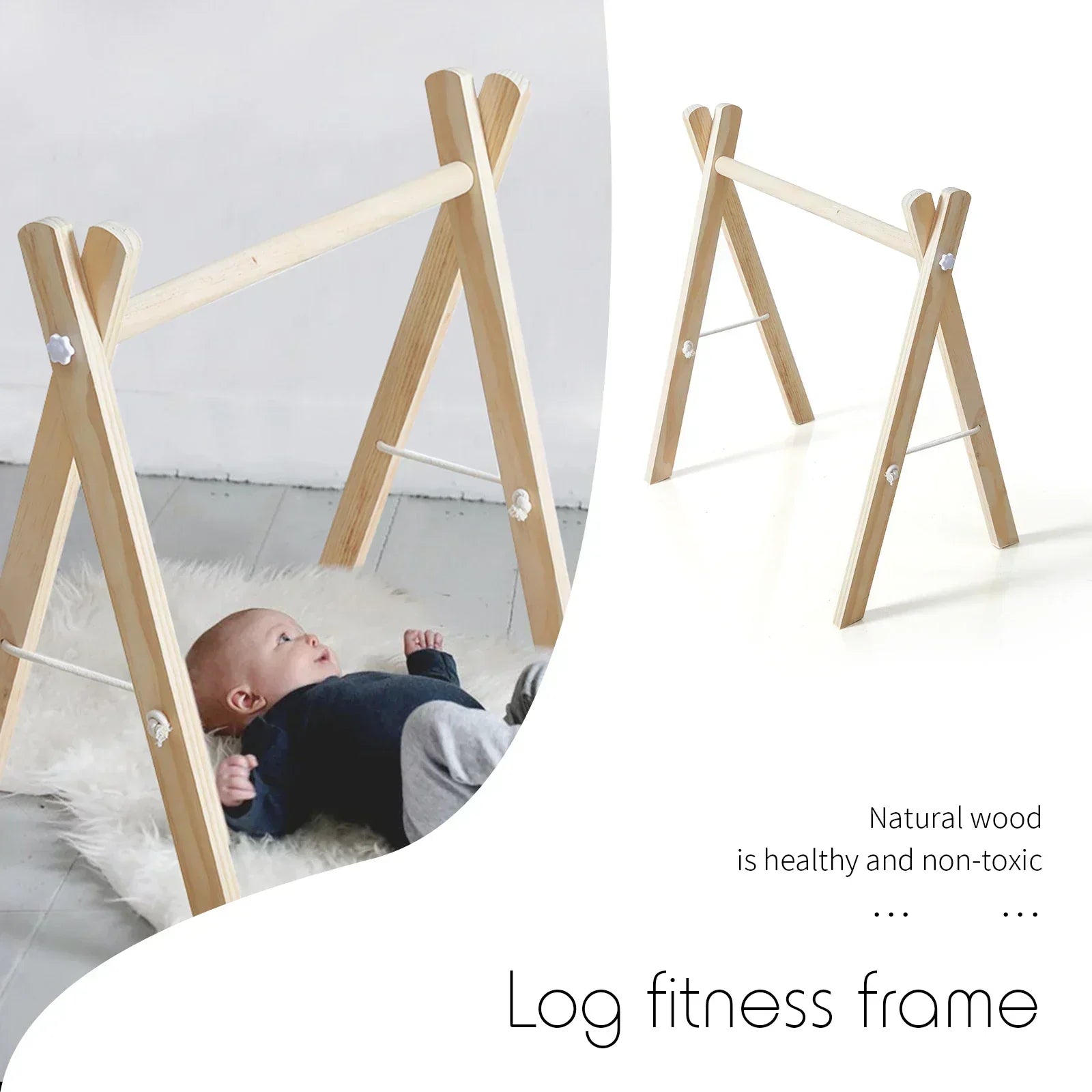 Baby Natural Wooden Hanging Baby Toy Mobile Gym
